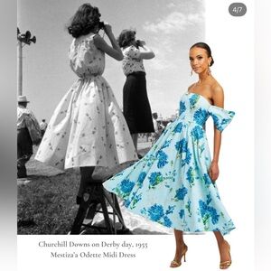 MESTIZA NEW YORK - Odette Blue Floral Midi Dress size 12